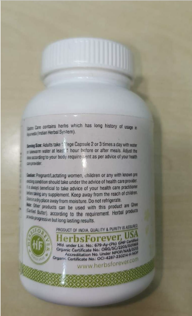Caution Label on bottle, HerbsForever Gastro Care
