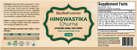 Entire label, HerbsForever Hingwastika Churna