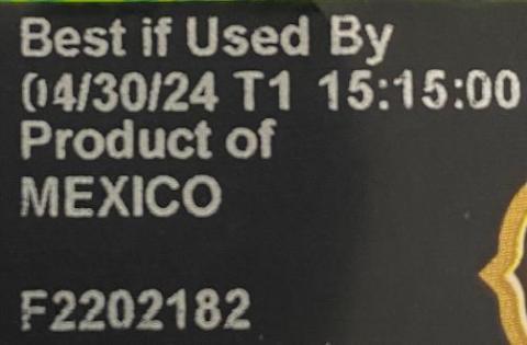 BEST IF USED BY 04/30/24 T1 PRODUCT OF MEXICO F2202182