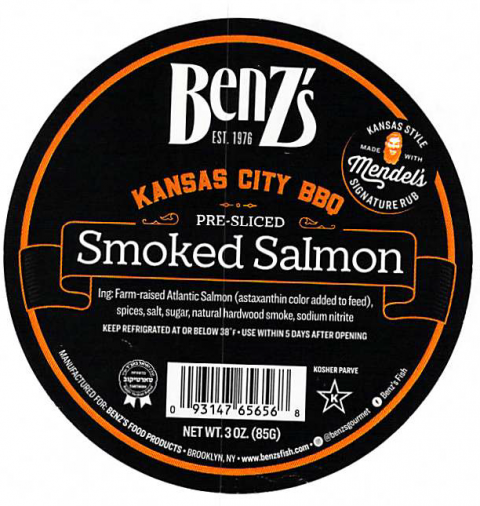 16.	Benz’s Gourmet Kansas City BBQ Pre-Sliced Smoked Salmon