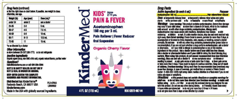 Image 1: “Bottle Label KinderMed Kids Pain & Fever Acetaminophen Organic Cherry Flavor, 4 fl. oz.”
