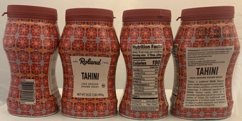 Image 1: “Photograph of 4 containers of Roland Tahini displaying each product label panel, 16 oz.”