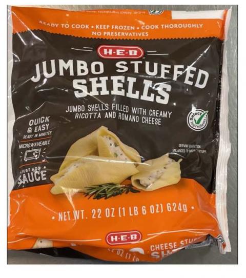 H-E-B HJUMBO STUFFED SHELLS, NET WT 22 OZ.