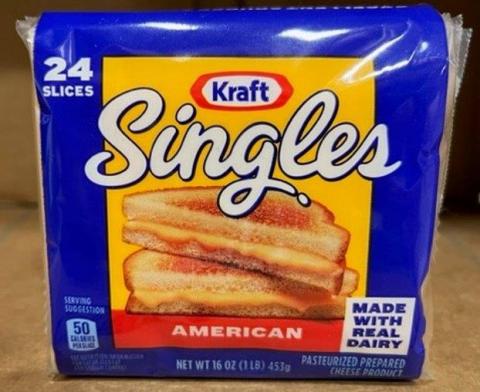 Image 1 “Front label, Kraft Singles American, 16 oz package”