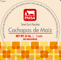 Label for PAISA Cachapas de Maiz Sweet Corn Pancakes