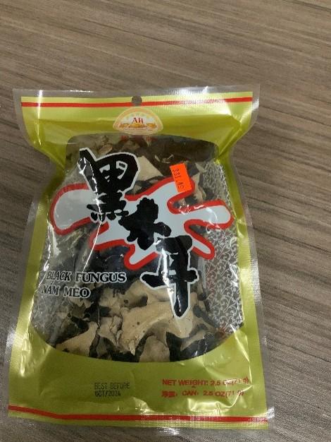Image 1 – Labeling, front of packaging Black Fungus, Nam Meo