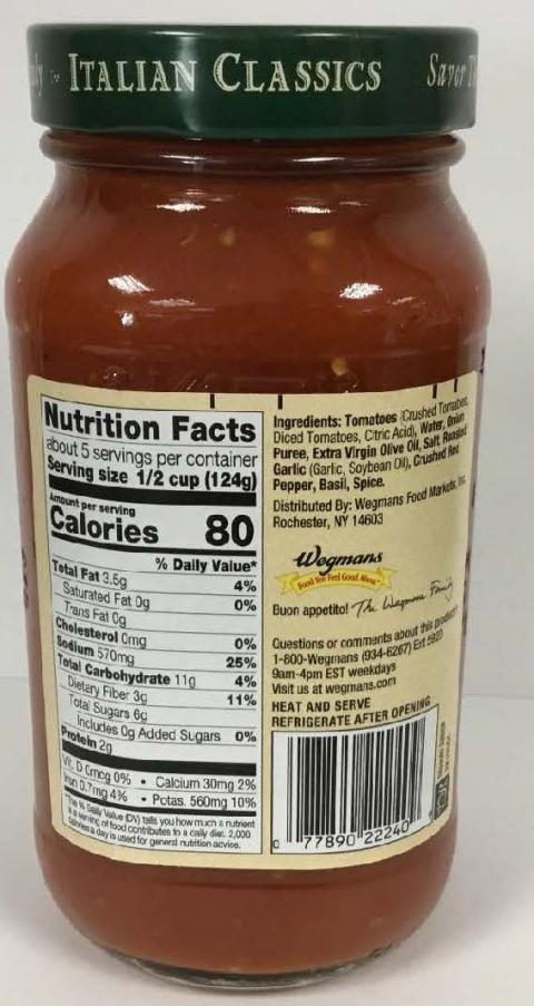 Back Label, Nutrition Facts, UPC 077890222409