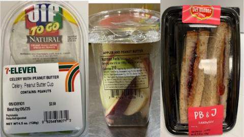 Examples of product labeling and plastic clam shell packaging