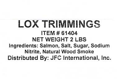 23.	Lox Trimmings, 2 lbs