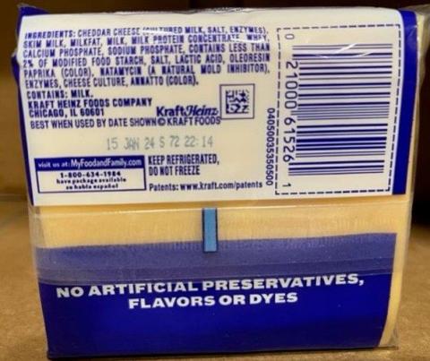 Image 2 “Back label, Kraft Singles American, 16 oz package”