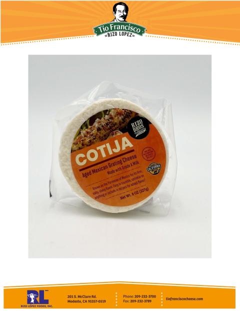 Image 2 – Labeling, Rizo Bros Cojita, front of label