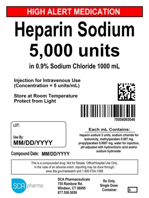 Heparin Sodium 5000 units, 5 units/ml