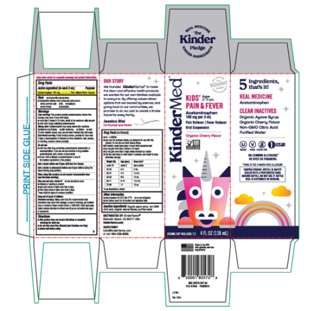 Image 2: “Carton Label KinderMed Kids Pain & Fever Acetaminophen Organic Cherry Flavor, 4 fl. oz.”