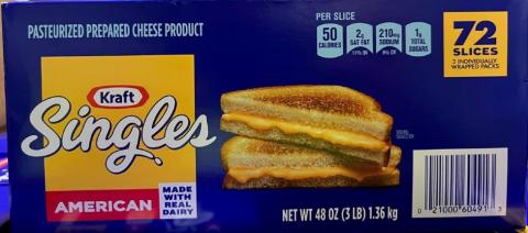 Image 3 “Front label, Kraft Singles American 3 LB package”