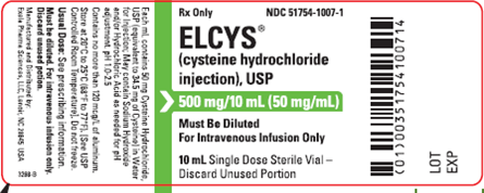 Image 4: “Exela brand ELCYS (cysteine hydrochloride Injection), USP 500 mg/10 mL”