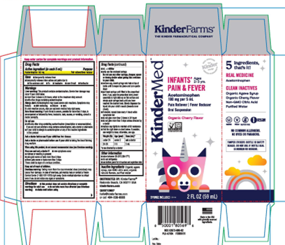 Image 4: “Carton Label KinderMed Infants Pain & Fever Acetaminophen Organic Cherry Flavor, 2 fl. oz.”
