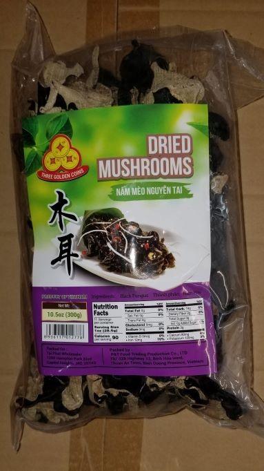 4)Three Coins Dried Mushrooms Whole – Item #: 01277- Nam Meo Nguyen -L- 10.5 oz