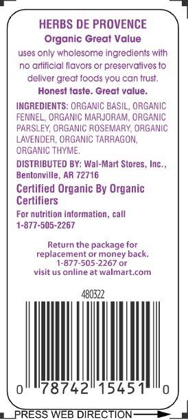 Image 2 - Label, Organic Great Value Herbs De Provence