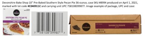 Devonshire Bake Shop 10” Pre-Baked Southern Style Pecan Pie 36-ounce, case SKU #8994