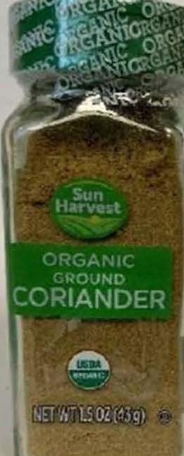 5. “Sun Harvest Organic Coriander Ground, front label”
