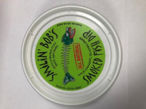 Top Image – Smilin’ Bob’s Key West Style All Natural Smoked Fish Dip, Primary Label