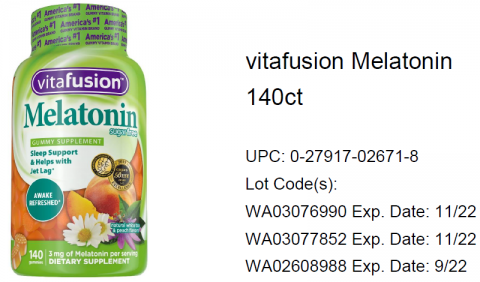 Photo – vitafusion Melatonin 140ct.