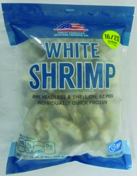 FROZEN RAW SHRIMP 16/20  GREAT AMERICAN 2LB BAG