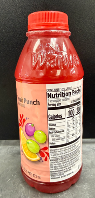 Wawa Fruit Punch, 16 oz pint bottle (front view)