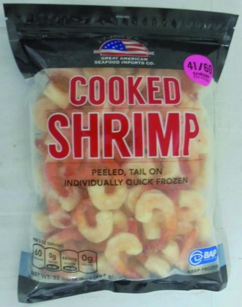 FROZEN COOKED SHRIMP 41/60 GREAT AMERICAN 2LB BAG