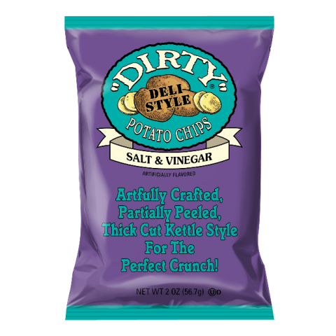 2 oz Dirty Salt & Vinegar Potato Chips, front label