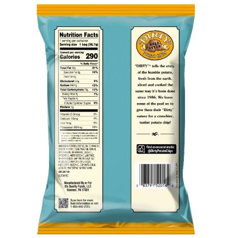 2 oz Dirty Maui Onion Potato Chips, back label