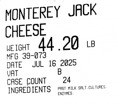 Monterey Jack Cheese, 44.20 lb.