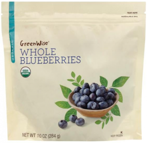 Package of GreenWise Whole Blueberries, frozen