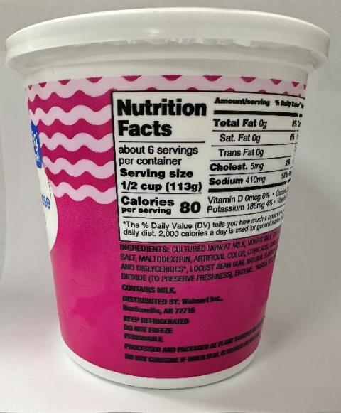 24 oz. container Great Value Fat Free Small Curd Cottage Cheese – 0% Milkfat 