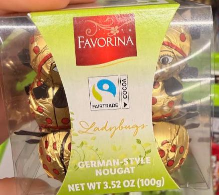 Front label image of Favorina Ladybugs - German-Style Nougat NET WT 3.52 oz box 
