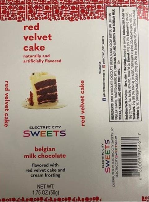 Electric City Sweets Issues Allergy Alert On Undeclared Milk in Electric City Sweet 1.75oz Red Velvet Milk Chocolate Bars
