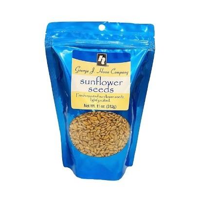 Plastic Stand-Up Pouch Container, 11 oz, Blue with SUNFLOWER SEEDS brand name, “Fresh Roasted Sunflower Seeds, Lightly Salted”, UPC of 073171003163