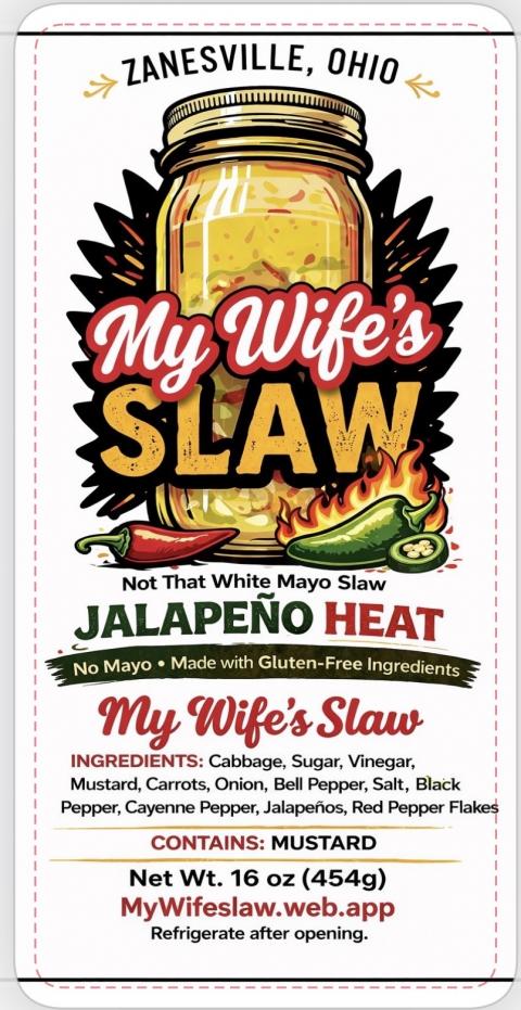 My Wife’s Slaw, Jalapeno Heat, 16 oz label