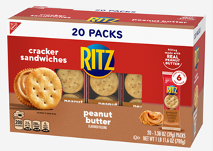 Ritz peanut butter cracker sandwiches, 20 packs, product image