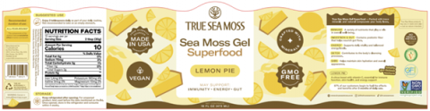 “True Sea Moss Sea Moss Gel Superfood, jar label (multiple flavors)”