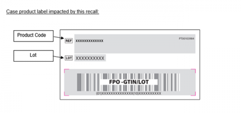 Label image of Webcol Large Alcohol Prep Pads Case product label showing location of lot and product code