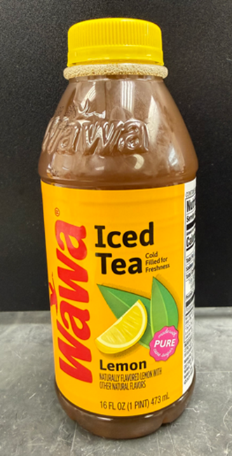 Wawa Iced tea, Lemon 16 oz pint bottle (Front view)