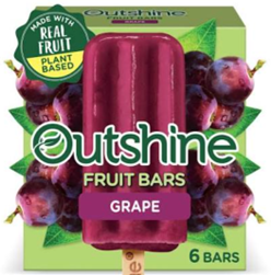Outshine Fruit Bars Grape, 6 Bars, UPC 041548244044