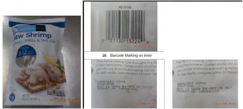 Waterfront Bistro Raw Shrimp EZ Peel Shell & Tail On, NET WT 32 Oz, UPC 021130 13224 9