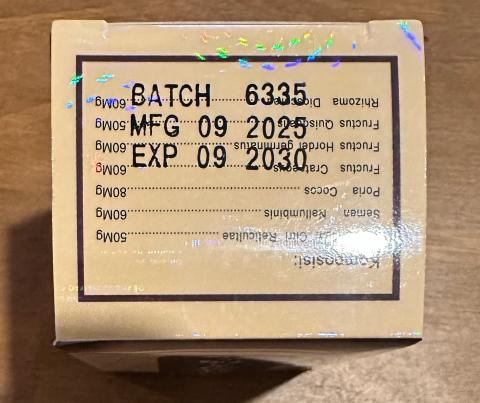 Close-up of Kian Pee Wan outer packaging showing batch number 6335