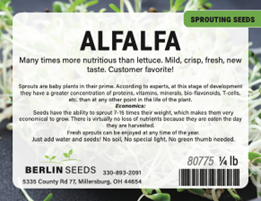 Product image for Berlin Seeds Recalls Alfalfa Sprouting Seed Because of Possible Health Risk