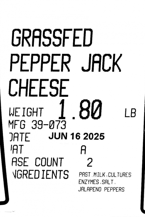 Grassfed Pepper Jack, 1.80 lb.