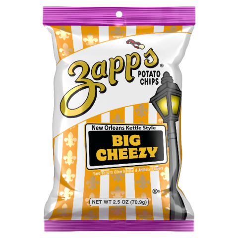 2.5 oz Zapp’s Big Cheezy Potato Chips, front label 