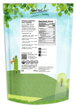 Food To Live Organic Moringa Leaf Powder back label