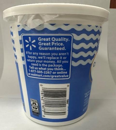 24 oz. container Great Value Lowfat Small Curd Cottage Cheese – 2% Milkfat 